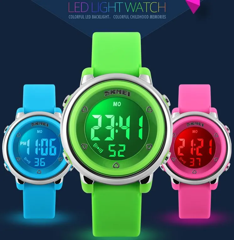 SKMEI Children LED Digital Watch Relogio Feminino Sports Watches Kids Cartoon Jelly Relojes Mujer Waterproof Wristwatches