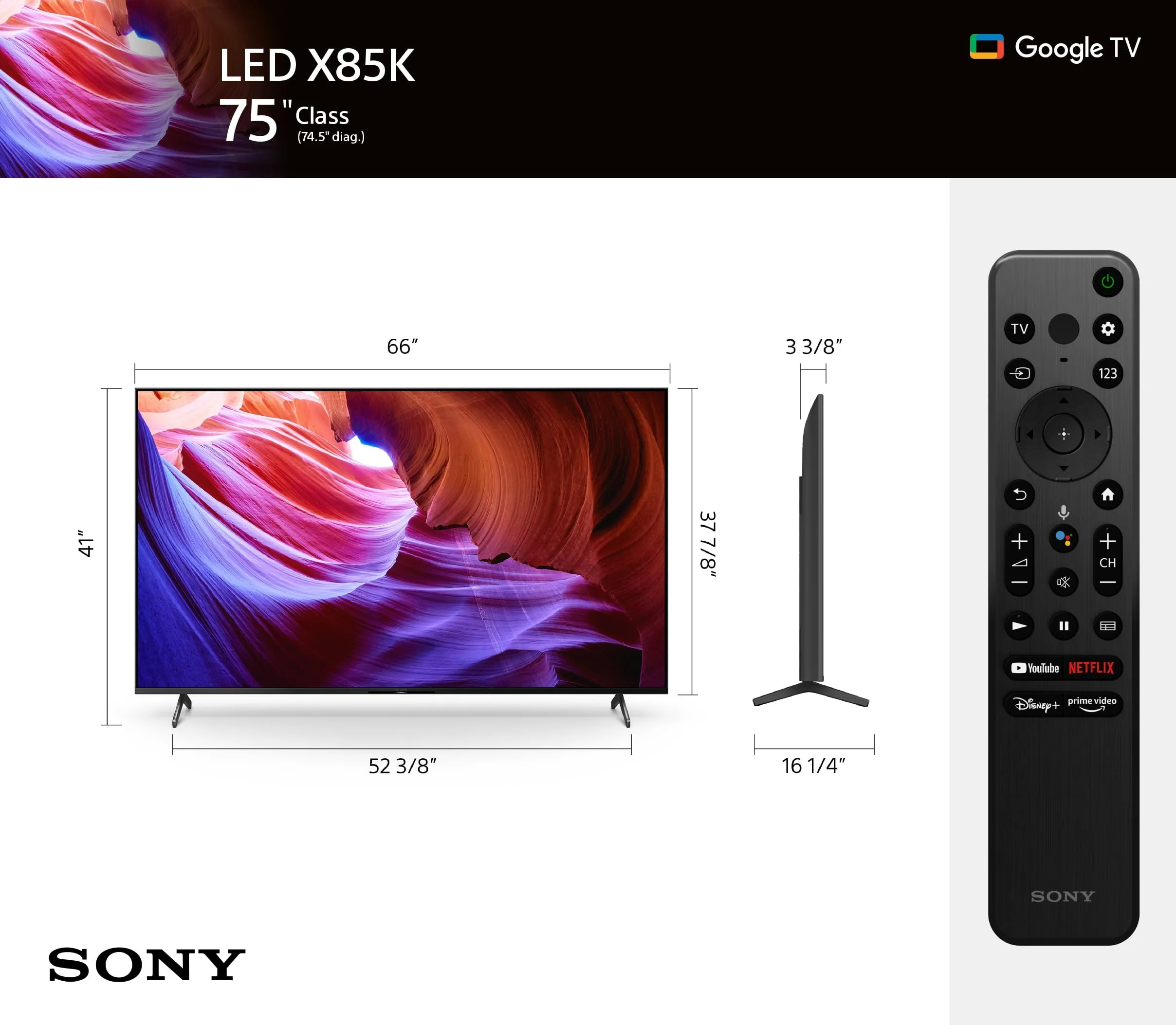 Sony 75 Class X85K 4K Ultra HD LED with Smart Google TV KD75X85K