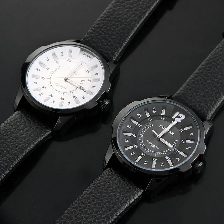Stainless Steel Dial Sports Watch CURREN 8123 Analog with date Casual Watches Leather Strap quartz wristwatches