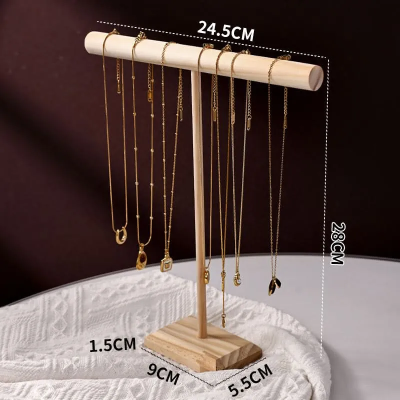 T-Shaped Wooden Jewelry Display Stand – Bracelet Organizer