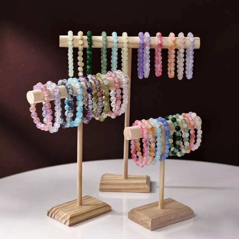T-Shaped Wooden Jewelry Display Stand – Bracelet Organizer