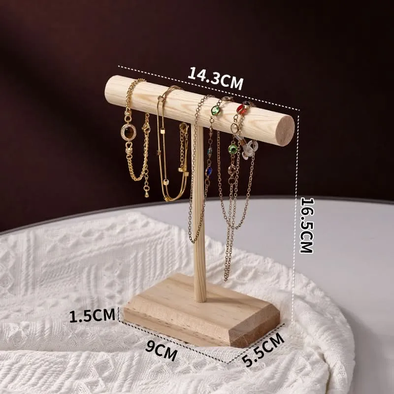 T-Shaped Wooden Jewelry Display Stand – Bracelet Organizer