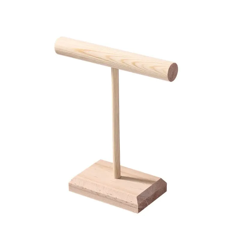 T-Shaped Wooden Jewelry Display Stand – Bracelet Organizer