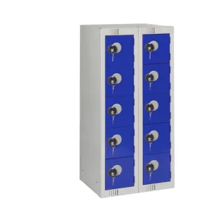 Ten Door Personal Effects Locker Blue Coin Lock - HR534
