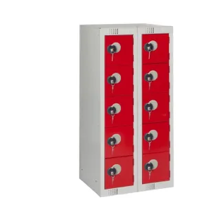 Ten Door Personal Effects Locker Red Coin Lock - HR539