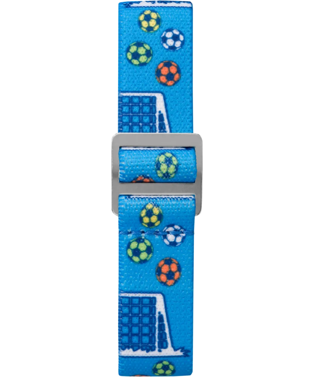 TIMEX TIME MACHINES® 29mm Blue Soccer Elastic Fabric Kids Watch