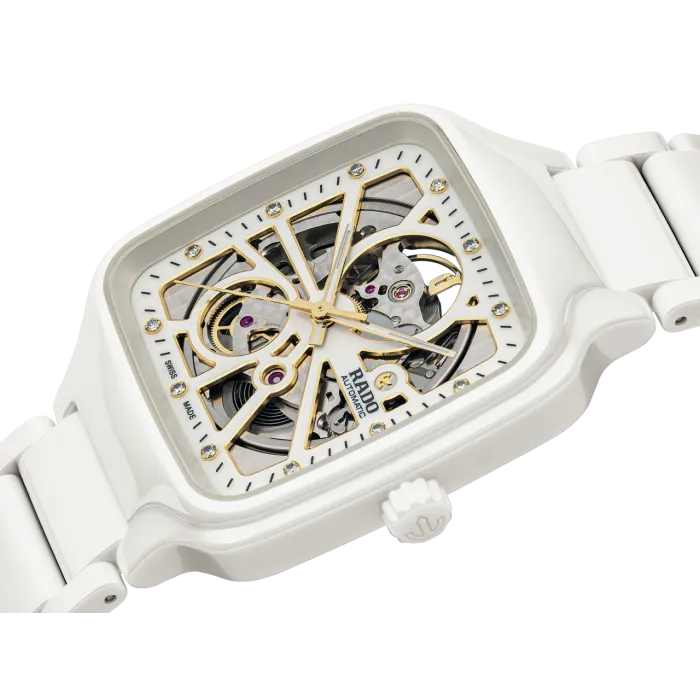 True Square Automatic Open Heart White with Diamonds