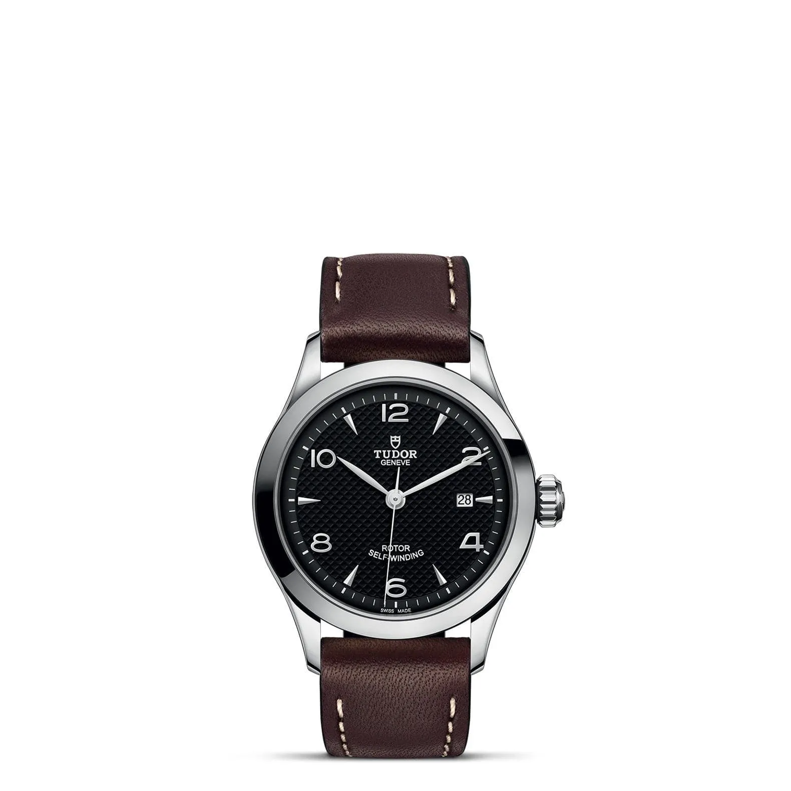 TUDOR 1926 28mm Steel Black Dial Leather Watch - M91350-0008