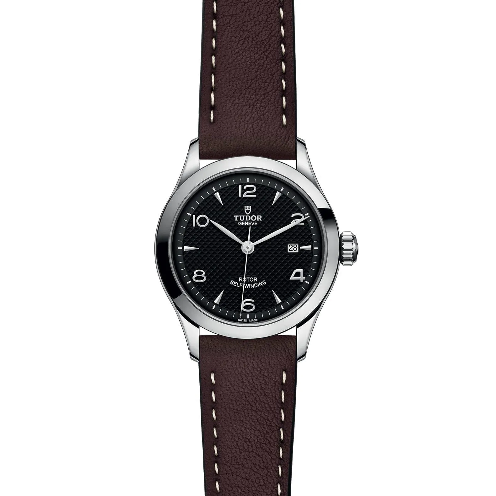 TUDOR 1926 28mm Steel Black Dial Leather Watch - M91350-0008