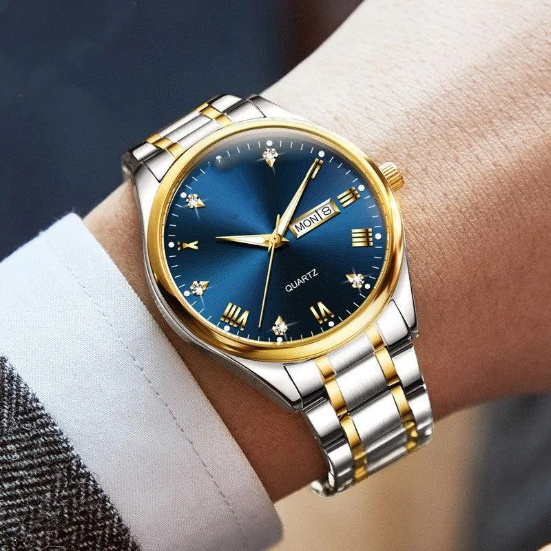 Tuhao Gold Diamond Quartz Waterproof Glow Business Men's Watch