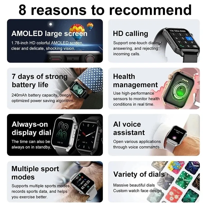 Ultra-Thin Smart Watch Split-Screen Always-on HD Display