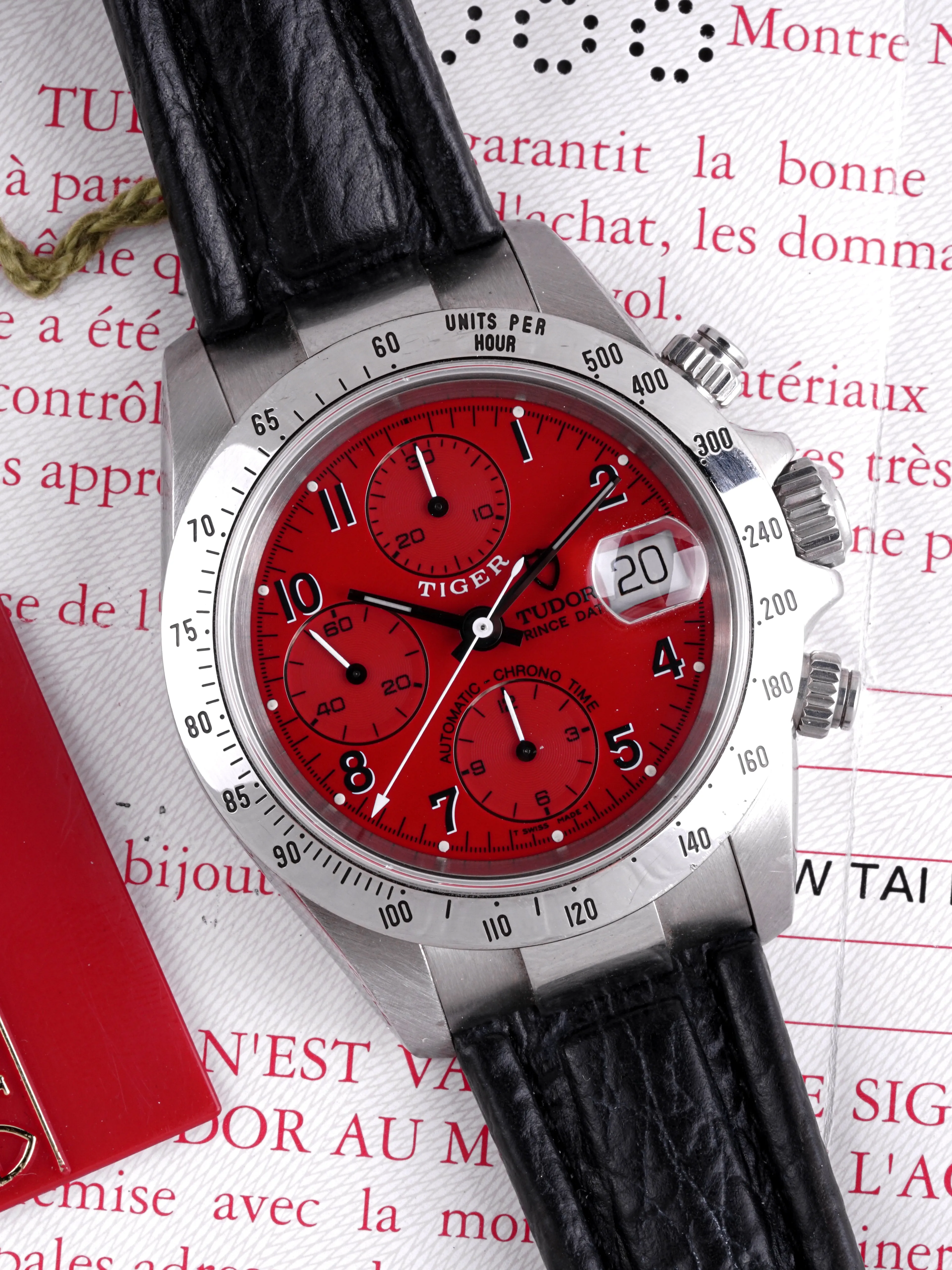 *Unpolished* 1999 Tudor Tiger Chronograph (Ref. 79280) "Red Dial" W/ Box & Papers