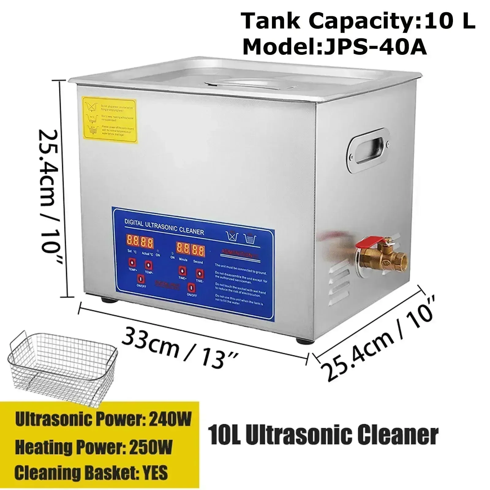 VEVOR Ultrasonic Cleaner - 2L/3L/6L/10L/15L/22L/30L Digital Timer Stainless Steel Bath for Jewelry, Glasses, Watches, and More