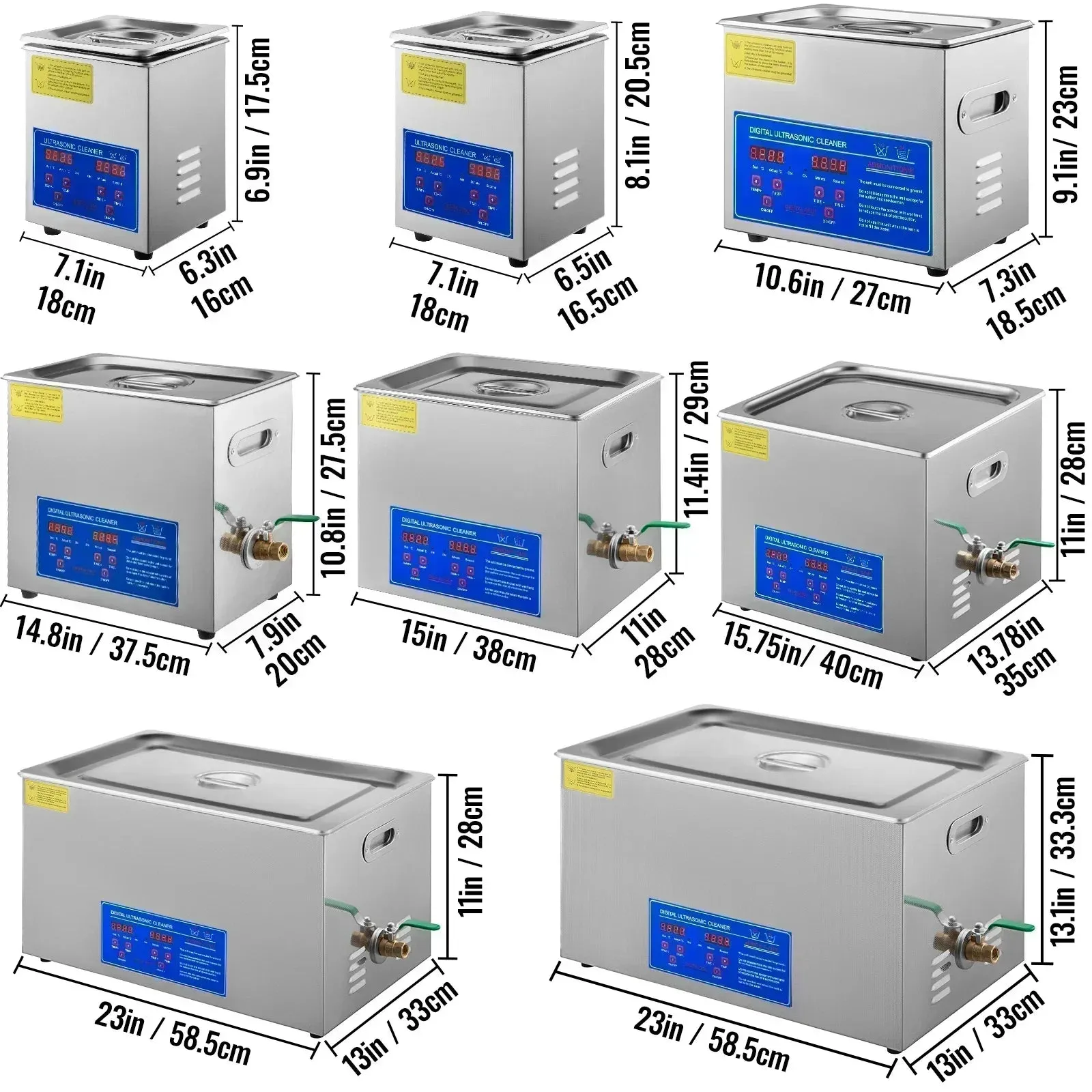 VEVOR Ultrasonic Cleaner - 2L/3L/6L/10L/15L/22L/30L Digital Timer Stainless Steel Bath for Jewelry, Glasses, Watches, and More