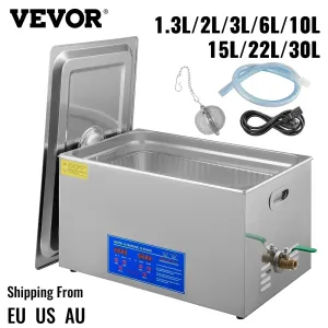 VEVOR Ultrasonic Cleaner - 2L/3L/6L/10L/15L/22L/30L Digital Timer Stainless Steel Bath for Jewelry, Glasses, Watches, and More
