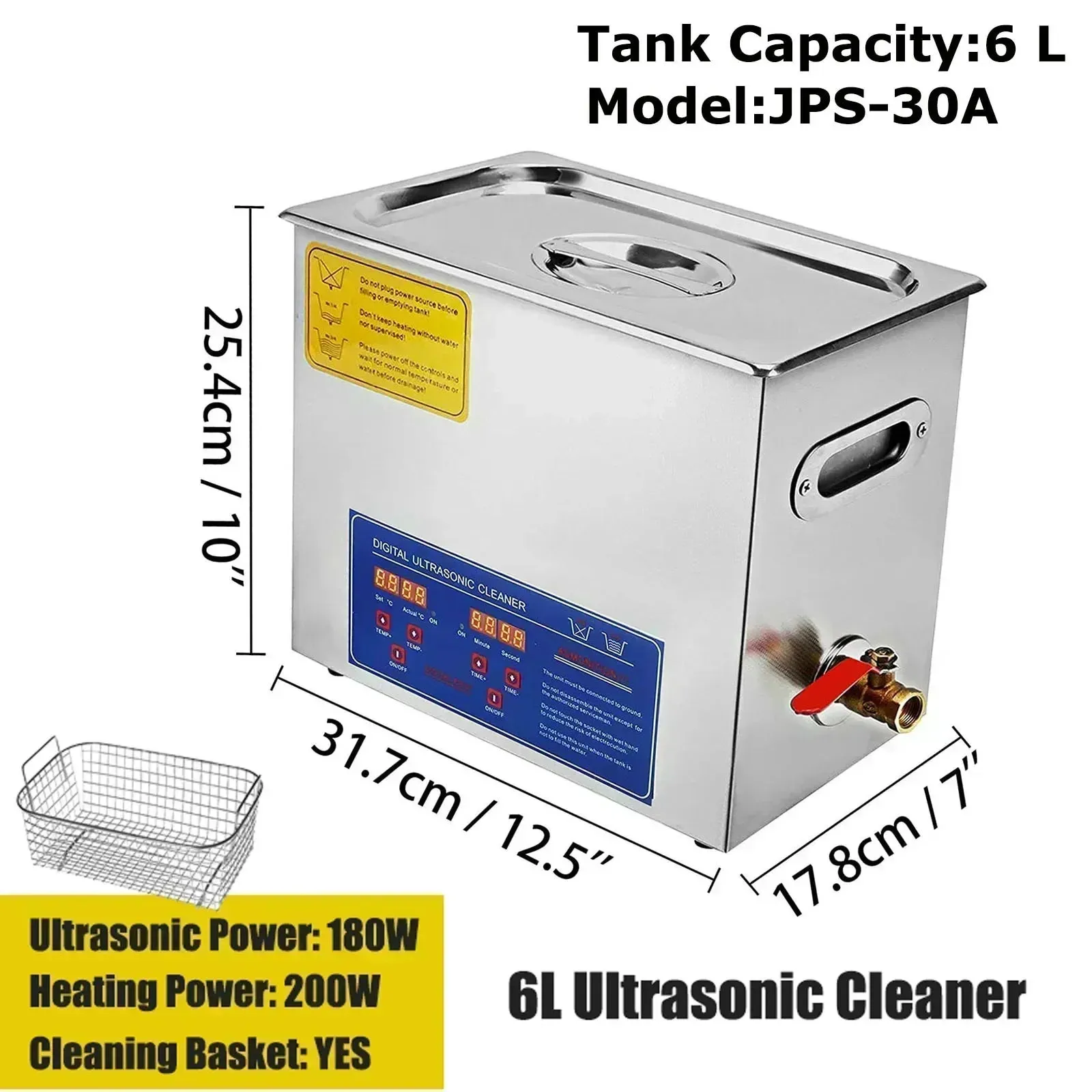 VEVOR Ultrasonic Cleaner - 2L/3L/6L/10L/15L/22L/30L Digital Timer Stainless Steel Bath for Jewelry, Glasses, Watches, and More