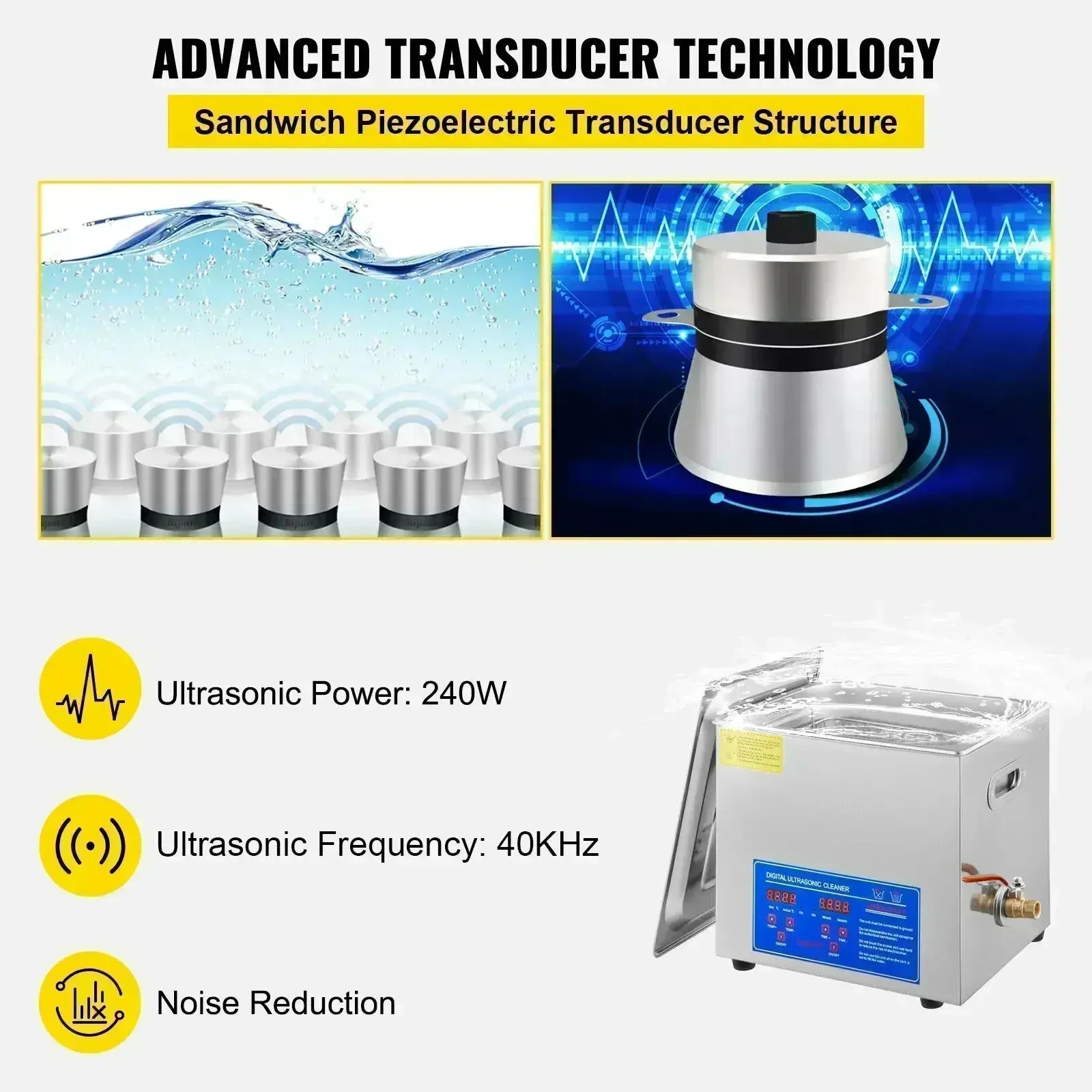 VEVOR Ultrasonic Cleaner - 2L/3L/6L/10L/15L/22L/30L Digital Timer Stainless Steel Bath for Jewelry, Glasses, Watches, and More