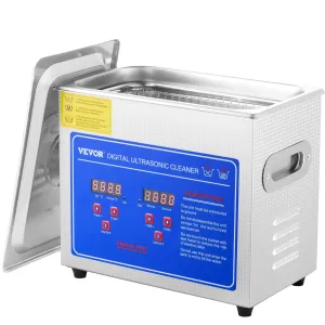 VEVOR Ultrasonic Cleaner with Digital Timer & Heater, Professional Ultra Sonic Jewelry Cleaner, Stainless Steel Heated Cleaning Machine for Glasses Watch Rings Small Parts Circuit Board (3L)
