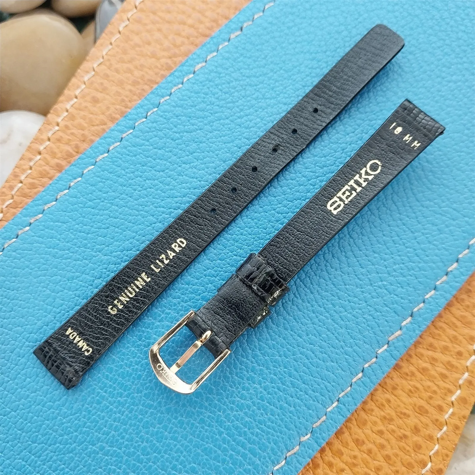Vintage 10mm Seiko Lizard Classic nos Unused Watch Band & Gold RGP Logo Buckle