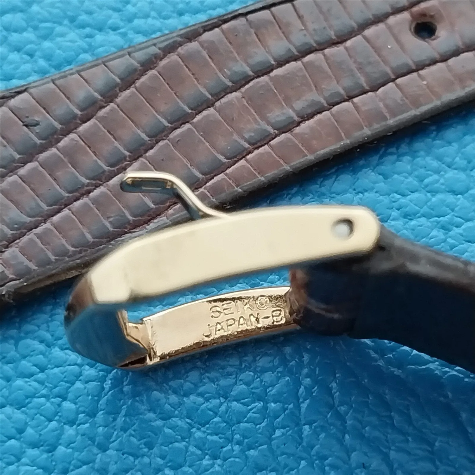 Vintage 14mm Seiko Lizard Classic nos Unused Watch Band & Gold-Tone Logo Buckle