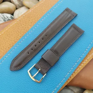 Vintage Omega 18mm Brown Calf Leather Classic Unused 1970s Watch Band