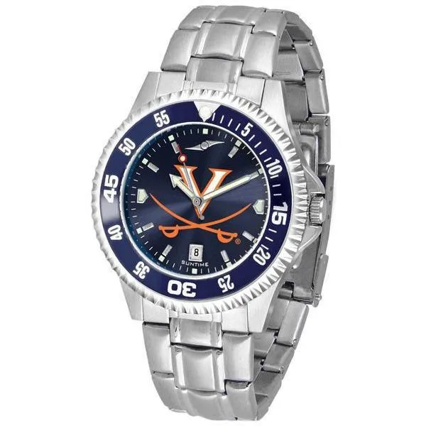 Virginia Cavaliers Mens Competitor AnoChrome Steel Band Watch w/ Colored Bezel
