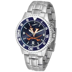 Virginia Cavaliers Mens Competitor AnoChrome Steel Band Watch w/ Colored Bezel
