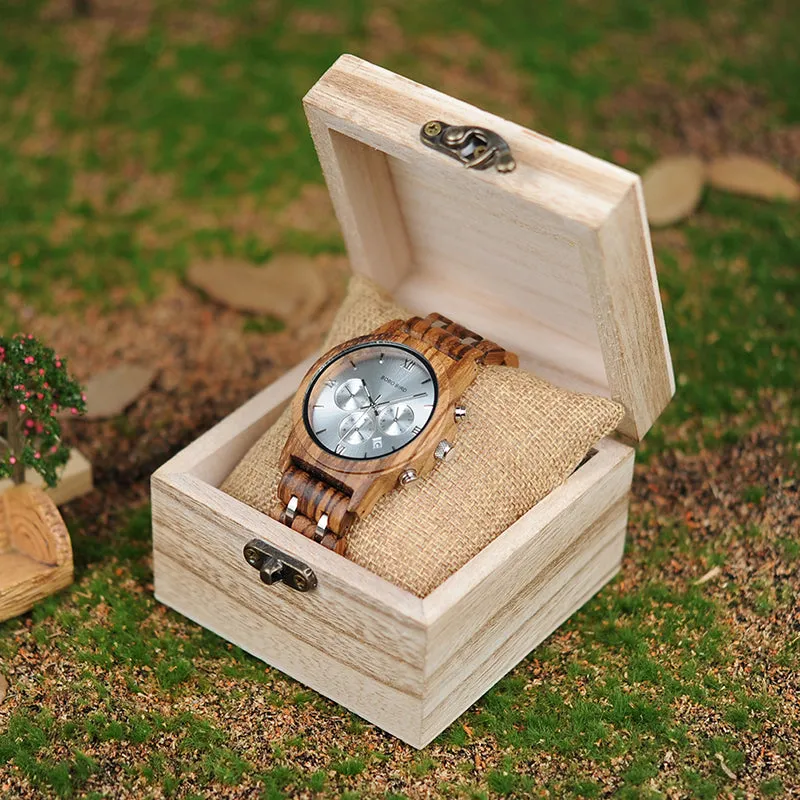 Wooden Mens Watches Newest Luxury Wood Metal Strap Chronograph Date Quartz Watch Luxury Versatile Timepieces